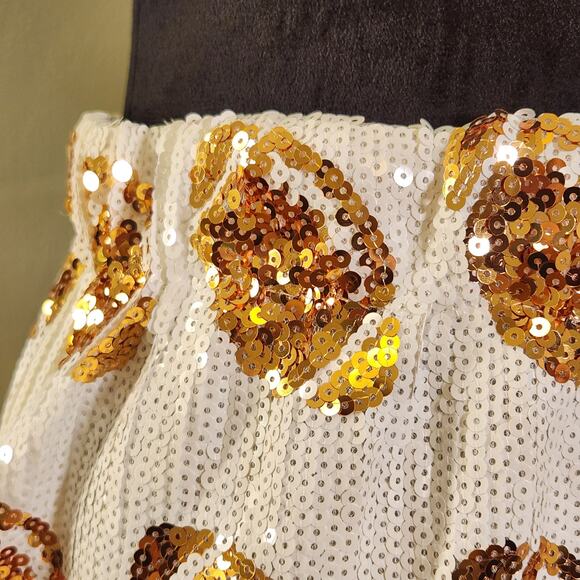 WHY DRESS NWT White & Gold Football Sequin Shorts, Size Large - Picture 7 of 12